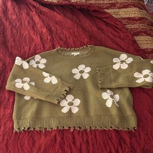 Floral Olive Women's Sweater